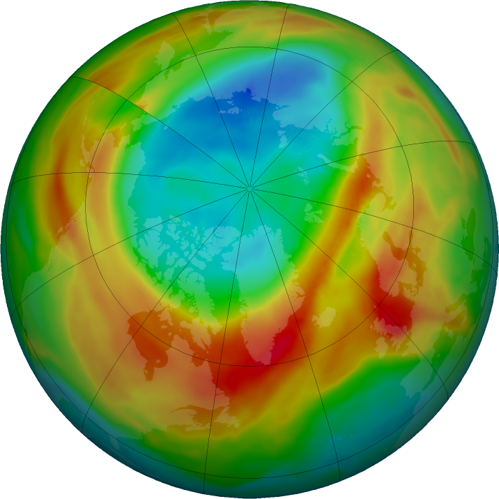 Arctic ozone map for 03 March 2020